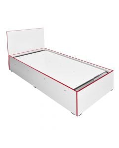 Single bed, ADVANTAGE, melamine, white/red, 97x196xH84 cm