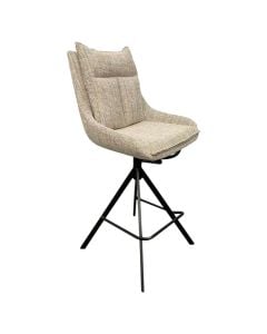 Dining chair, 360 degree auto-return swivel, woven fabric covered, metal frame+plywood, metal tube with powder coating finish, beige/black, 52x58xH111/74.5 cm