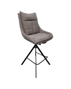 Karrige ngrënie, me rrotullim 360 gradë, tapiceri tekstili (të endur), kornizë metalike+dru, strukturë metalike, gri/e zezë, 52x58xH111/74.5 cm