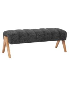 Stol, tapiceri tekstili, këmbë druri (natyrale), kornizë metalike, gri, 110.5x40.5xH43 cm