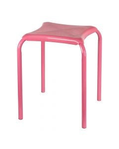 Stool, metal structure, plastic seating, pink, 34x34xH46 cm