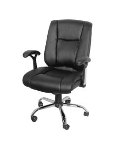 Office chair with casters, metallic structure, PU, black, 62x69xH110-112 cm