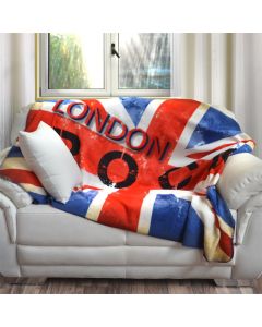 Sofa throw, LONDON ROCK, polyester, colorful, 130x160 cm