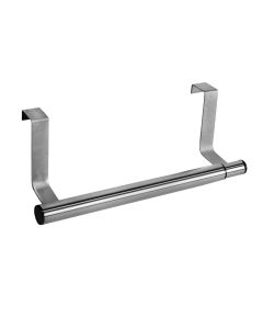 Door mounted telescopic towel rail in satin stainless steel - 25/40 cm