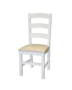 Dining chair, ANISA, wooden structure, PU upholstery, white/cream, 46x43xH99 cm