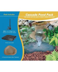 Fountain, cascade park pond, H max110cm, 2 smaller units, 1 large unit, 8W, Ac12V, 650LpH, 2module for water disposal, PVC particles + stone material