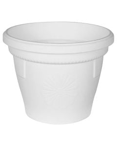 Round flower pot, GERBER, plastic, white, Ø12 xH10 cm