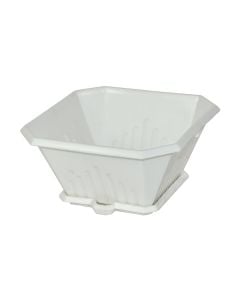 Vazo lulesh katrore, LIBERTY, plastike, e bardhë, 14x14xH7.5 cm