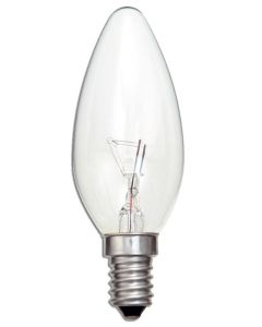 Llampe inkandeshente transparente ne forme qiriu 40W me baze E14