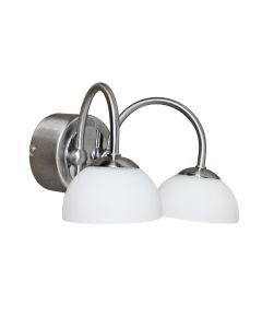 2-L wall lamp, satin chrome, white glass, COB LED 2X4W, 280LM