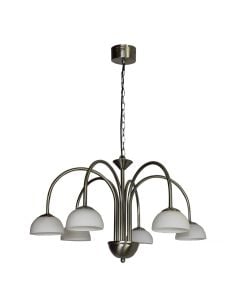 6-L pendant lamp, satin chrome, white glass, with chains, COB LED 6x4W 280LM