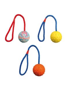 Dog toy in the shape of a ball with rope, Trixie 3305, 30 x 6 cm, natural rubber