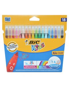 Markera me ngjyra për fëmijë, Kid Couleur, Kids, Bic, plastikë, 20x17.7x1.2 cm, portokalli dhe blu, 18 copë
