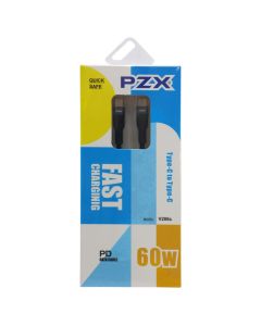 2 in 1 charging cable, PZX, V206C, Type C - Type C & Lightning, 60W, 100 cm, black