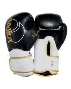 Boxing gloves, Amila, 12 OZ, leather & PU, black and white color