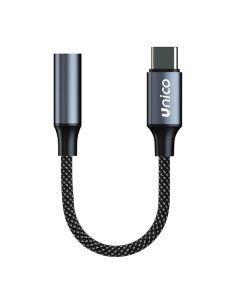 Headphone adapter, Unico, AD1932, AUX-Type-C, 13 cm, black