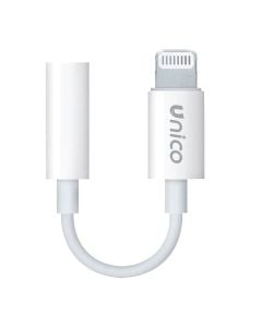 Headphone adapter, Unico, AD2248, AUX-Lightning, 12.5 cm, white
