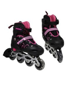 Adult skates, 4 wheels, black and pink