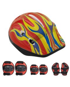 Set of bicycle helmets and knee pads for children, Kids, mixed colors