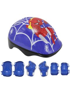 Set of bicycle helmets and knee pads for children, mixed colors