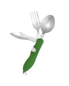 Vegël multifunksionare për kamping, përmban thikë, lugë, pirun