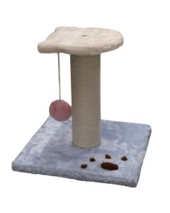 Kruajtëse thonjësh dhe ndenjëse për mace, Pets, 25x25xH25 cm, formë katrore, ngjyrë blu e hapur dhe bezhë