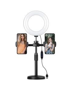 Shkop teleskopik për selfie dhe dritë LED, Unico, BR1223, ngjyrë e zezë