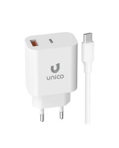 Karikues + fishë, Unico, HC4174, 30 W, 2 hyrje Type-C dhe USB, fishë Type-C - Type-C