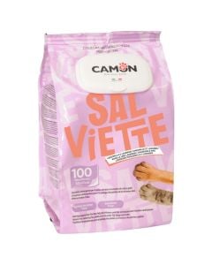 Wet wipes for animals, Camon, 100 pieces, 17x30 cm, with chamomile