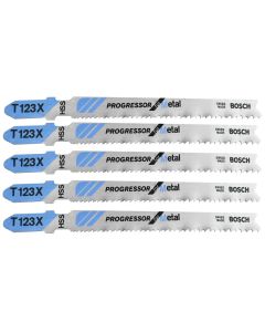Jig saw blade for metal and aluminium, Bosch, T 123 X, 100 mm, 5 cope