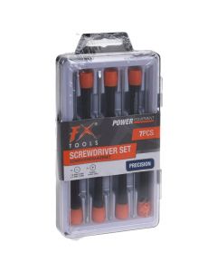 Set with precision screwdrivers, FX tools, 7 pc, black and orange