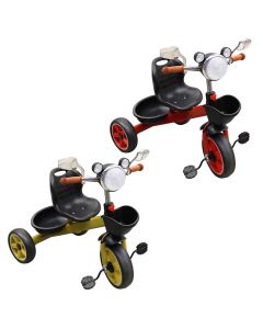Tricikel per femije, e verdhe, me fener, me rrota plastike
