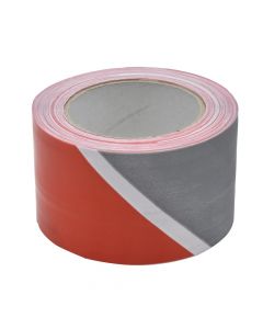 Barrier warning tape, Geko, White with red, 70 mm x 100 m