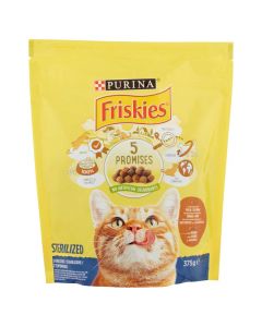 Ushqim per mace te sterilizuar, Friskies, 375 g, Gjel deti dhe perime