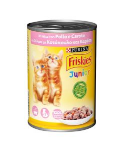 Ushqim per mace, Friskies, Junior, 400 g, mish pule dhe perime, I konservuar
