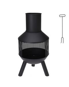 Outdoor fireplace, H76 cm, open body with mesh, black color, metal