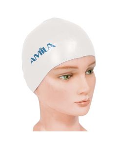 Swimming cap, Amila, One size, white color, silicone