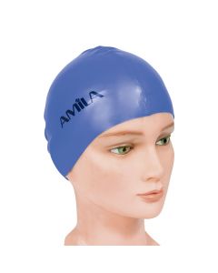Swimming cap, Amila, One size, blue color, silicone