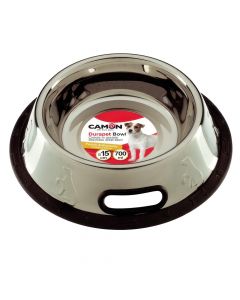 Food and water bowl, Camon, d20 cm, 1500 ml, metal, with rubber base