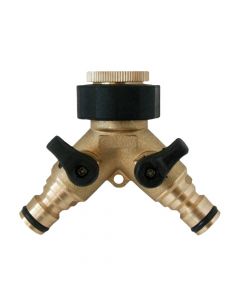 Natrain 3/4" two-way brass distributor with click connection