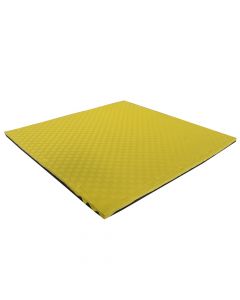 Rubber mat for aerobics and fitness, 100 x 100 cm x 2.5 cm, yellow and black color