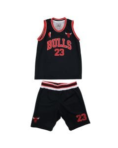 Uniforme basketbolli per femije, 4U Sports, Bulls, Jordan, masa 6 vjec, kostumi 2, ngjyra e zeze