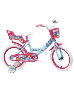 Girls' bike, 16ª, Denver, Sea Life, sky blue, with auxiliary wheels