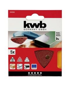 Triangular sandpaper, KWB, P80, 93 mm, 5 pieces