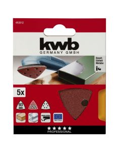Triangular sandpaper, KWB, P120, 93 mm, 5 pieces