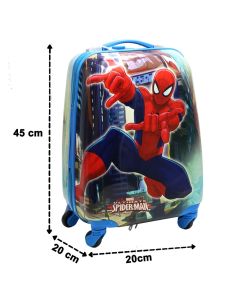 Children's travel suitcase, Spiderman, polypropylene, 16", W20 x D20 x H45 cm, blue color, with design