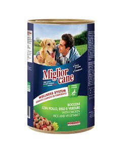 Ushqim I konservuar per qen, Miglior Cane, 1250g, me oriz, pule dhe perime