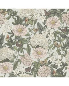 Wallpaper, As Creation, Nature Livingwalls, Animals& Floral, 10.05 m x 0.53 m, white, pink, green, yellow, purple, 394264
