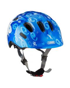 Children's bike helmet, Abus, size S, LED light, with ventilation, blue color with design