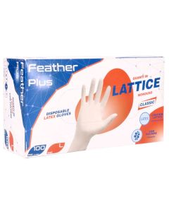 Disposable latex work gloves with powder, Feather Plus 100, size L